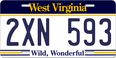 WV license plate 2XN593