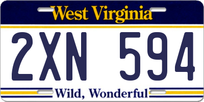 WV license plate 2XN594