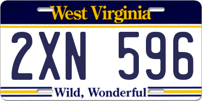 WV license plate 2XN596