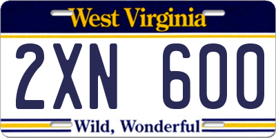 WV license plate 2XN600