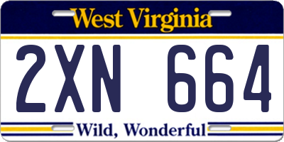 WV license plate 2XN664
