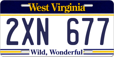 WV license plate 2XN677