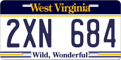 WV license plate 2XN684