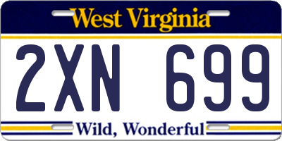 WV license plate 2XN699