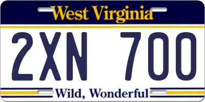 WV license plate 2XN700