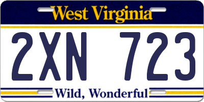 WV license plate 2XN723