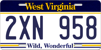 WV license plate 2XN958