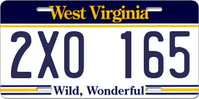 WV license plate 2XO165
