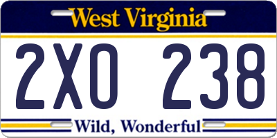 WV license plate 2XO238