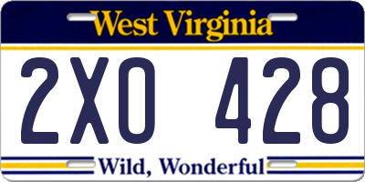 WV license plate 2XO428