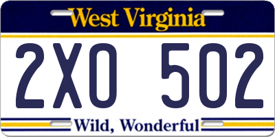 WV license plate 2XO502