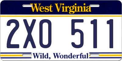 WV license plate 2XO511