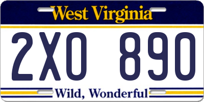 WV license plate 2XO890