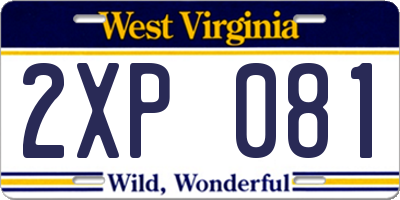 WV license plate 2XP081