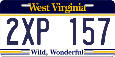 WV license plate 2XP157