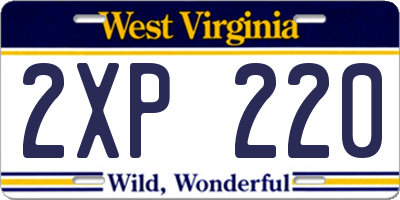 WV license plate 2XP220