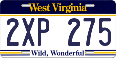 WV license plate 2XP275