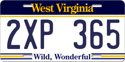 WV license plate 2XP365
