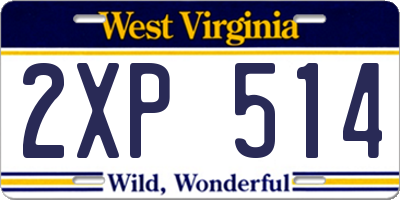 WV license plate 2XP514
