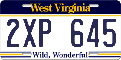 WV license plate 2XP645