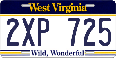 WV license plate 2XP725