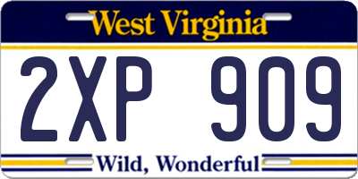 WV license plate 2XP909