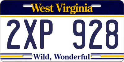 WV license plate 2XP928