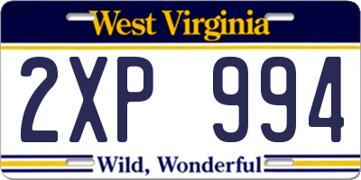 WV license plate 2XP994