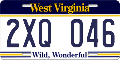 WV license plate 2XQ046