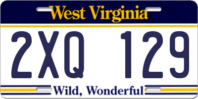 WV license plate 2XQ129