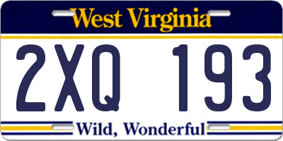WV license plate 2XQ193