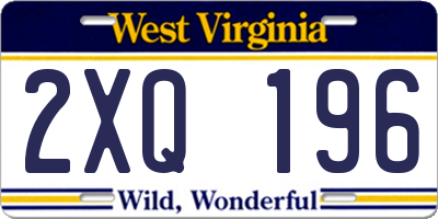 WV license plate 2XQ196