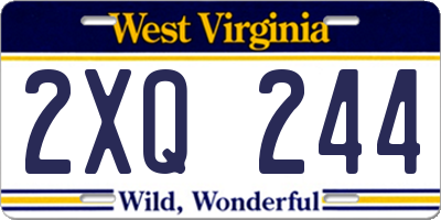 WV license plate 2XQ244