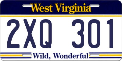 WV license plate 2XQ301