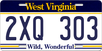WV license plate 2XQ303
