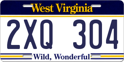 WV license plate 2XQ304