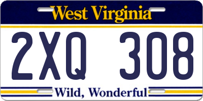 WV license plate 2XQ308