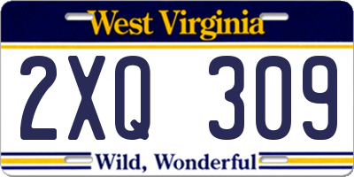 WV license plate 2XQ309