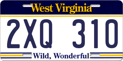 WV license plate 2XQ310