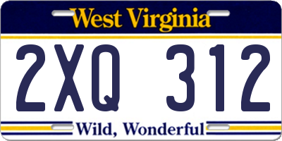 WV license plate 2XQ312