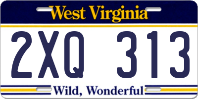 WV license plate 2XQ313