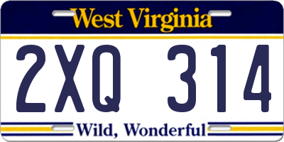 WV license plate 2XQ314