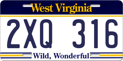 WV license plate 2XQ316