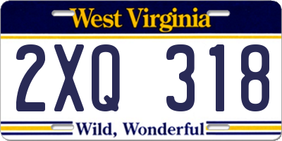 WV license plate 2XQ318