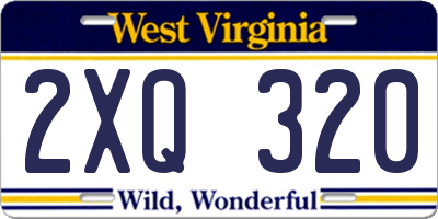 WV license plate 2XQ320