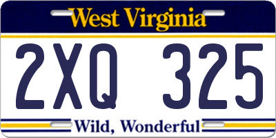 WV license plate 2XQ325
