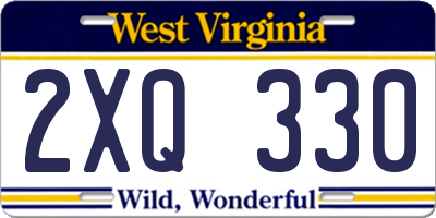 WV license plate 2XQ330