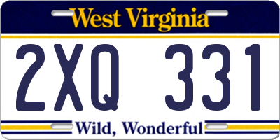 WV license plate 2XQ331