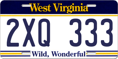 WV license plate 2XQ333