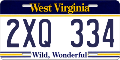 WV license plate 2XQ334